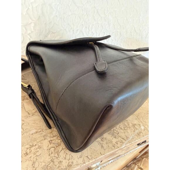 Vtg Coach black leather MEdium To Full Backpack Daypack 9791 w/brass Hardware main image 7
